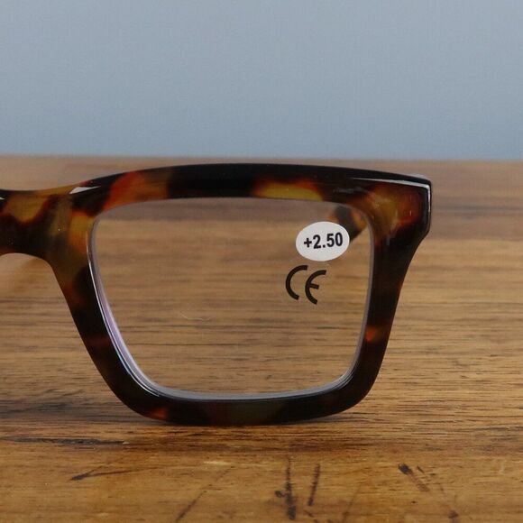 RETRO TRENDY BROWN TORTISHELL READER GLASSES +2.50 NWT - Picture 2 of 5